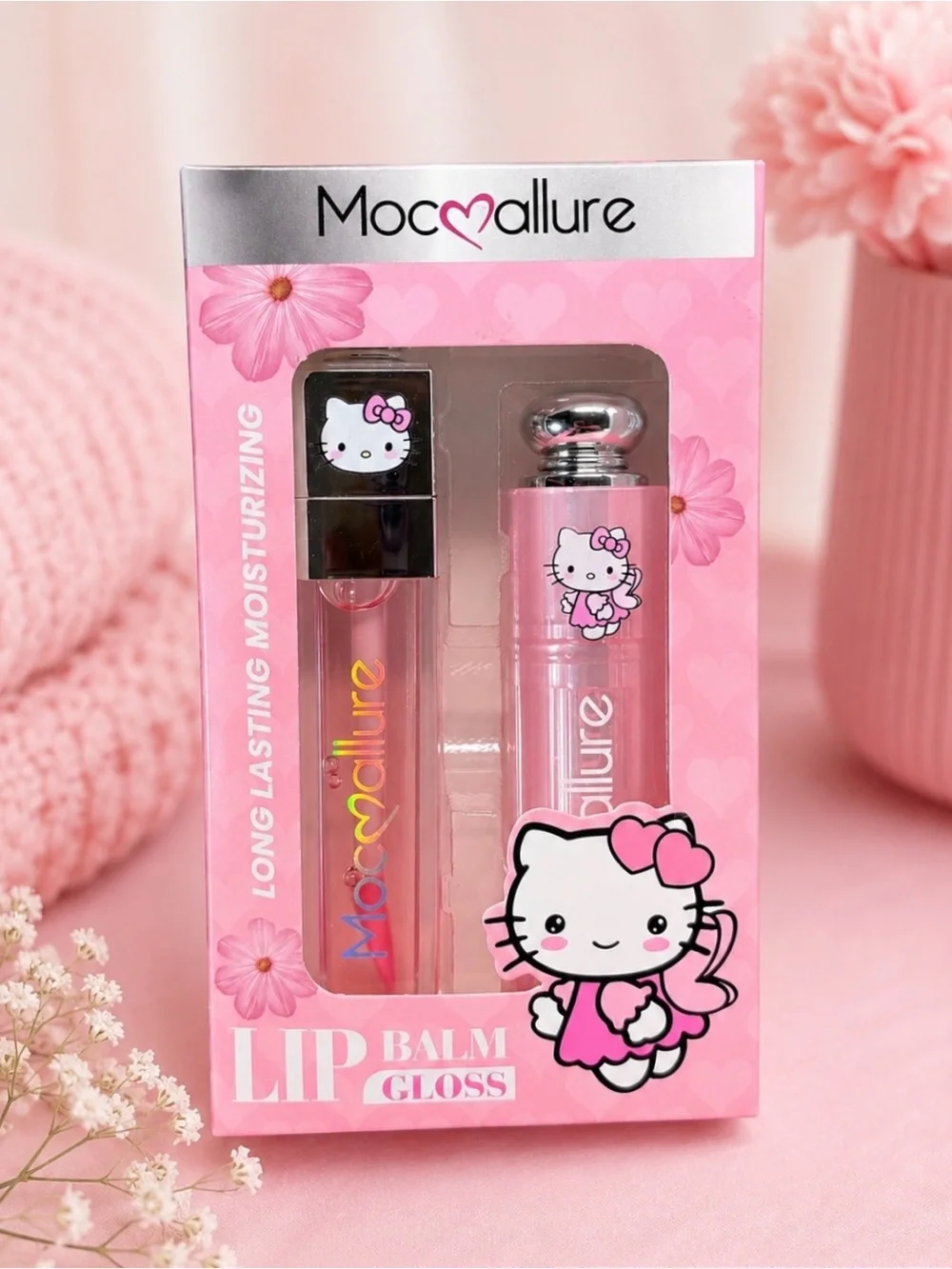 Mocallure x Hello Kitty  Pink Lip Balm & Gloss Set